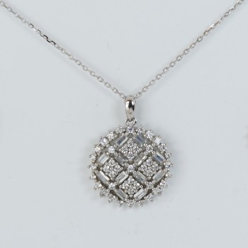 Sterling Silver/CZ Large Cluster Drop Earring and Pendant Set